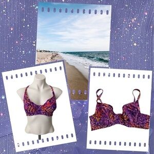 Delores Cortes Colorful Print Women’s Bikini Top size XL -C Cup